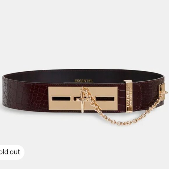 Essentiel Antwerp Dark brown leather waist belt main image 4